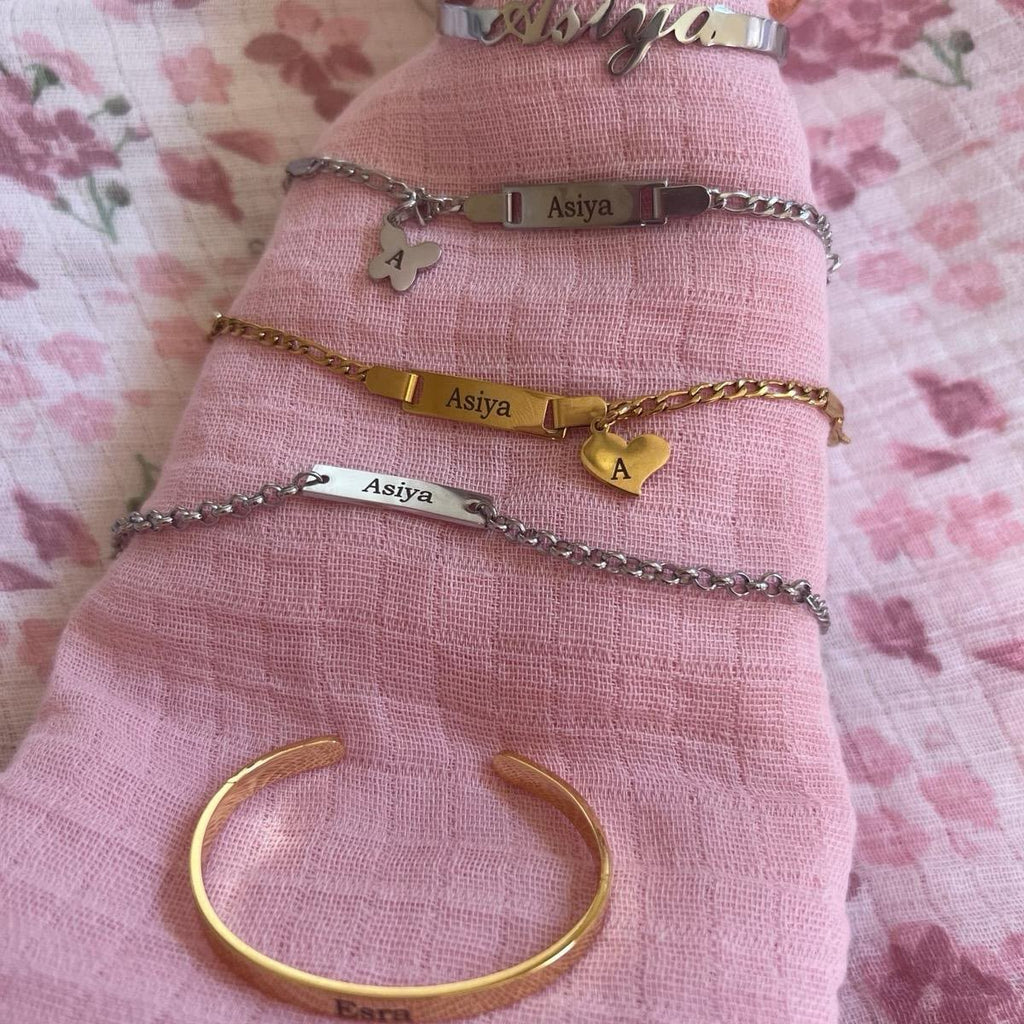 18K Gold Personalized Baby Bangle | Custom Newborn Gift / Engraved jewelry