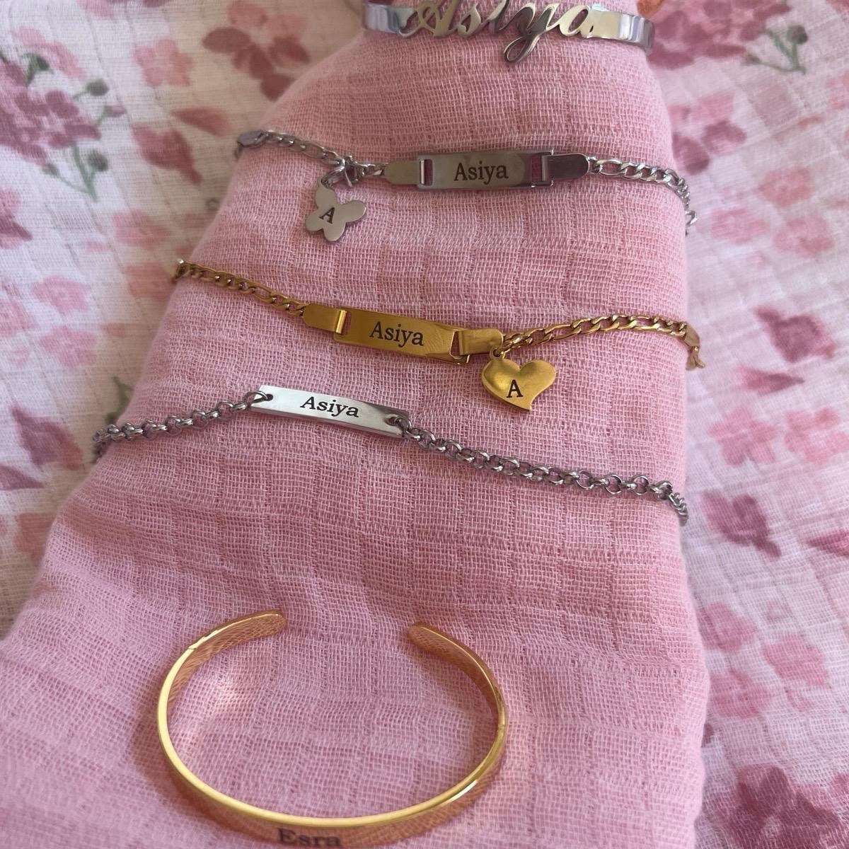 18K Gold Personalized Baby Bangle | Custom Newborn Gift / Engraved jewelry