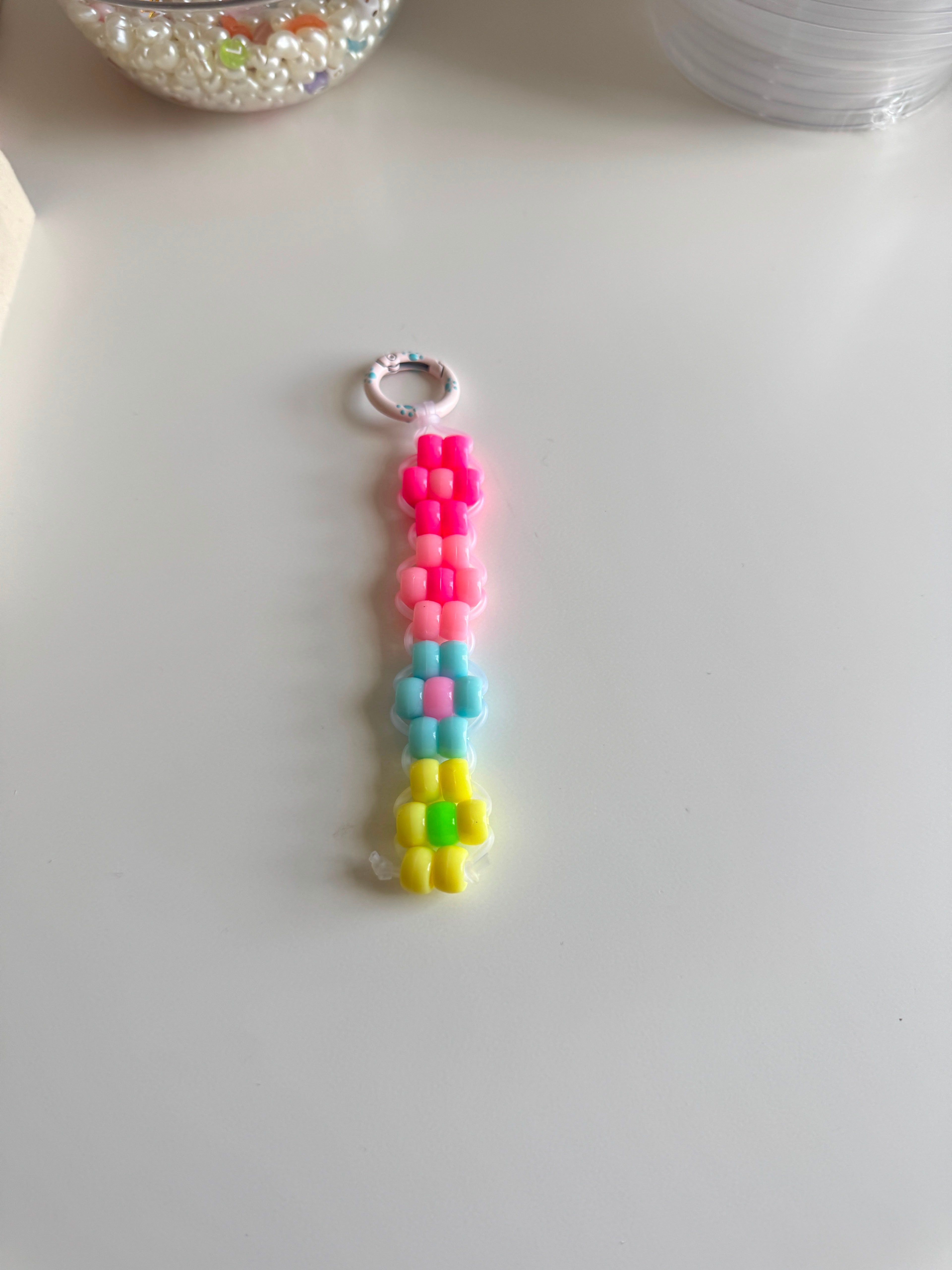 Pony Bead Flower Keychain