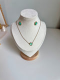 Gold-Plated Green Shell & Stud Earring Set