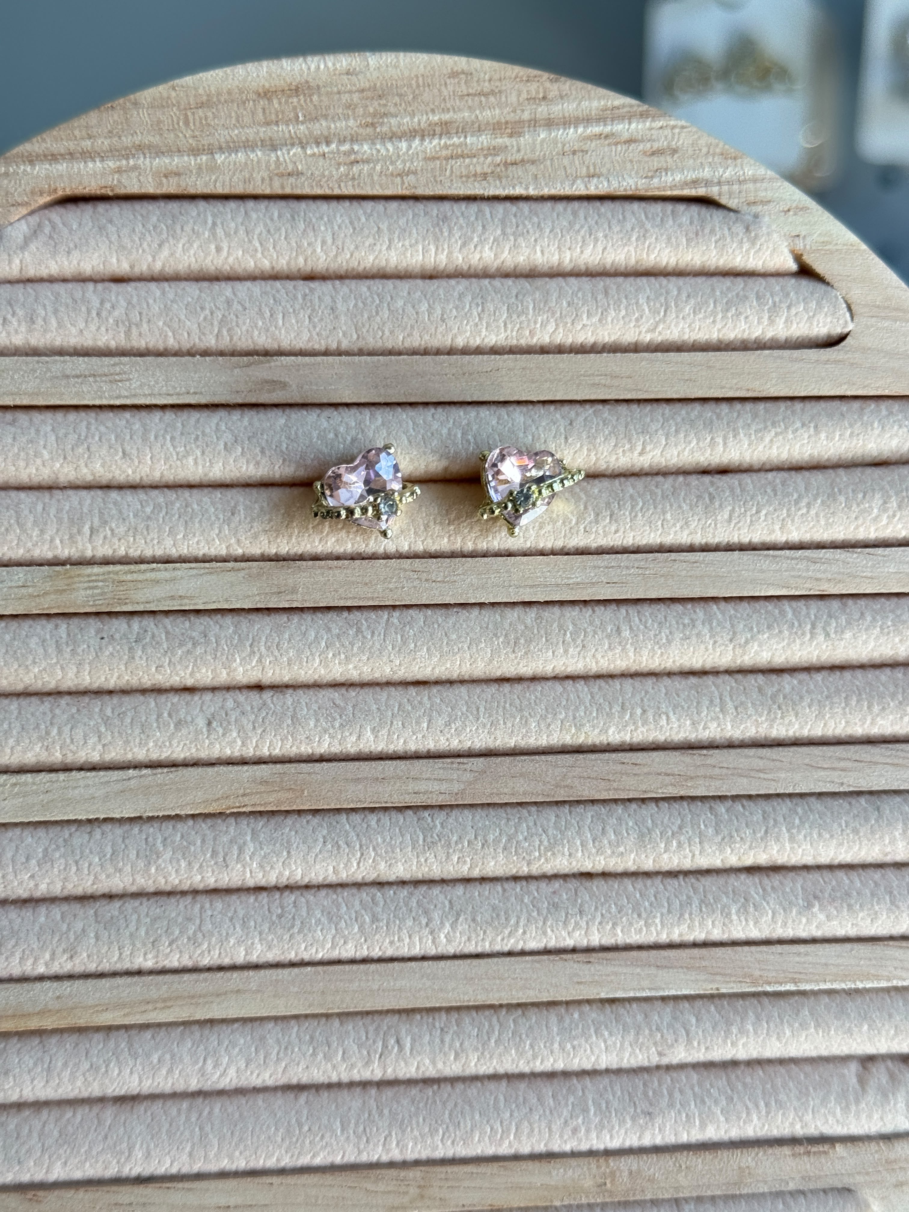 Pink Heart zircon Earrings