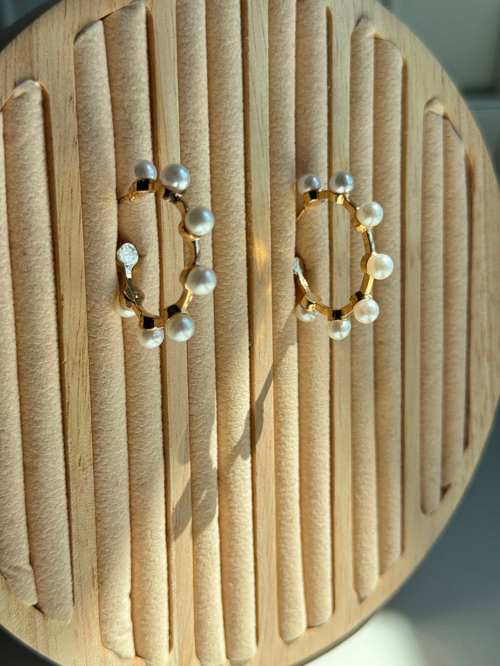Gold & Pearl cascade Hoop Earrings