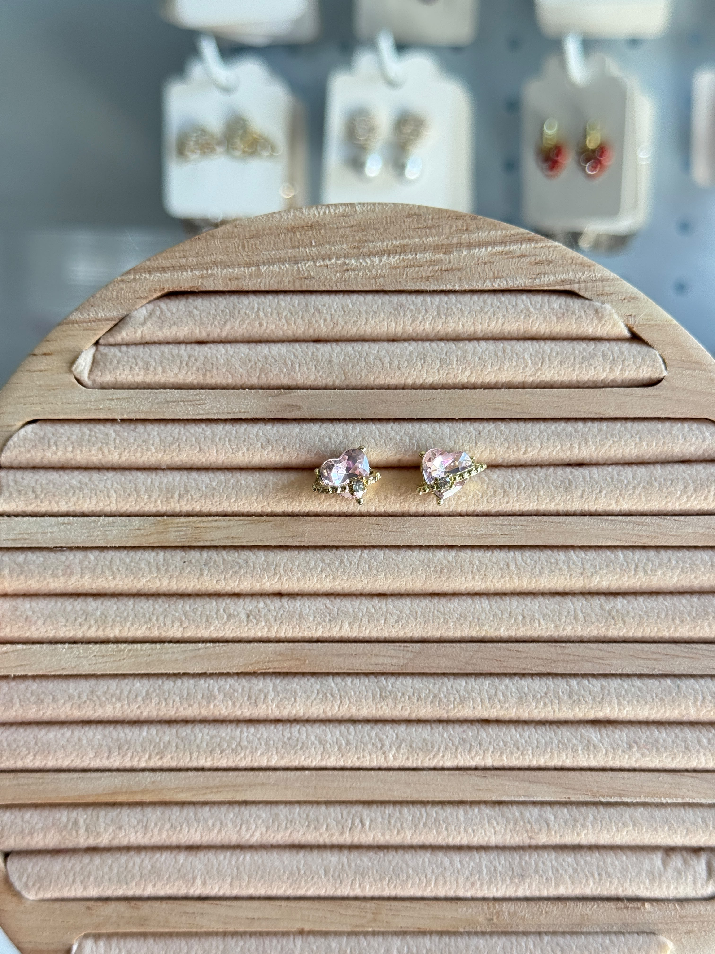 Pink Heart zircon Earrings