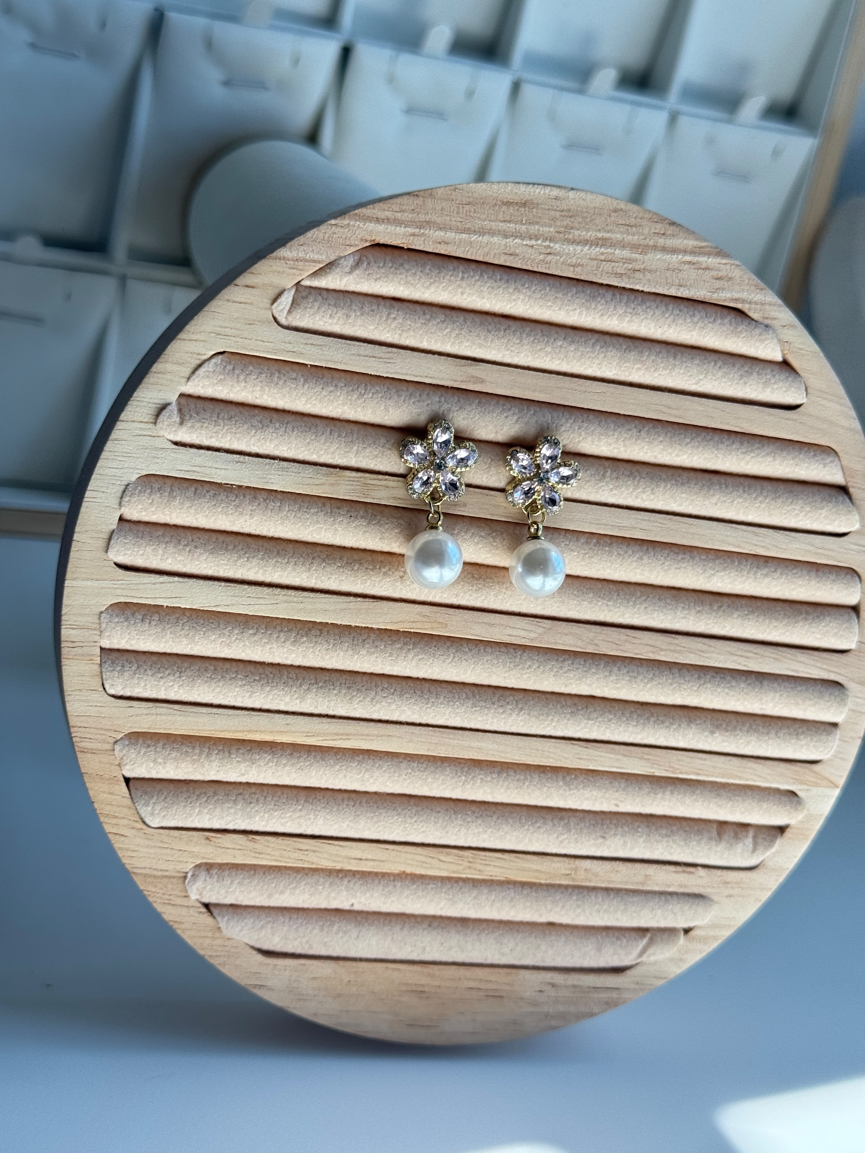 Pink zircon flower Earrings