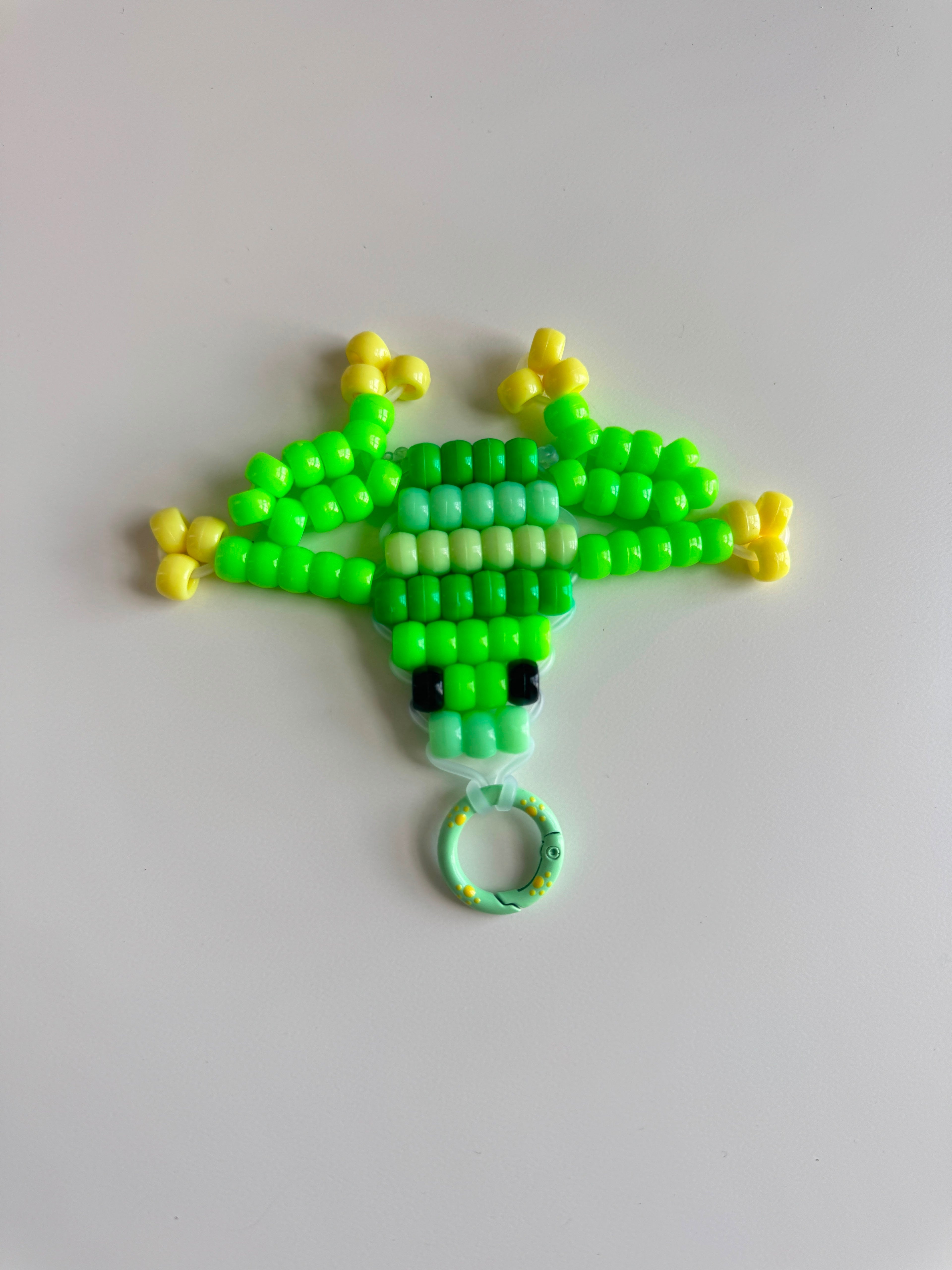 Green Frog Pony Bead Keychain