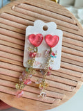 Colorful Heart Crystal tassel Earrings
