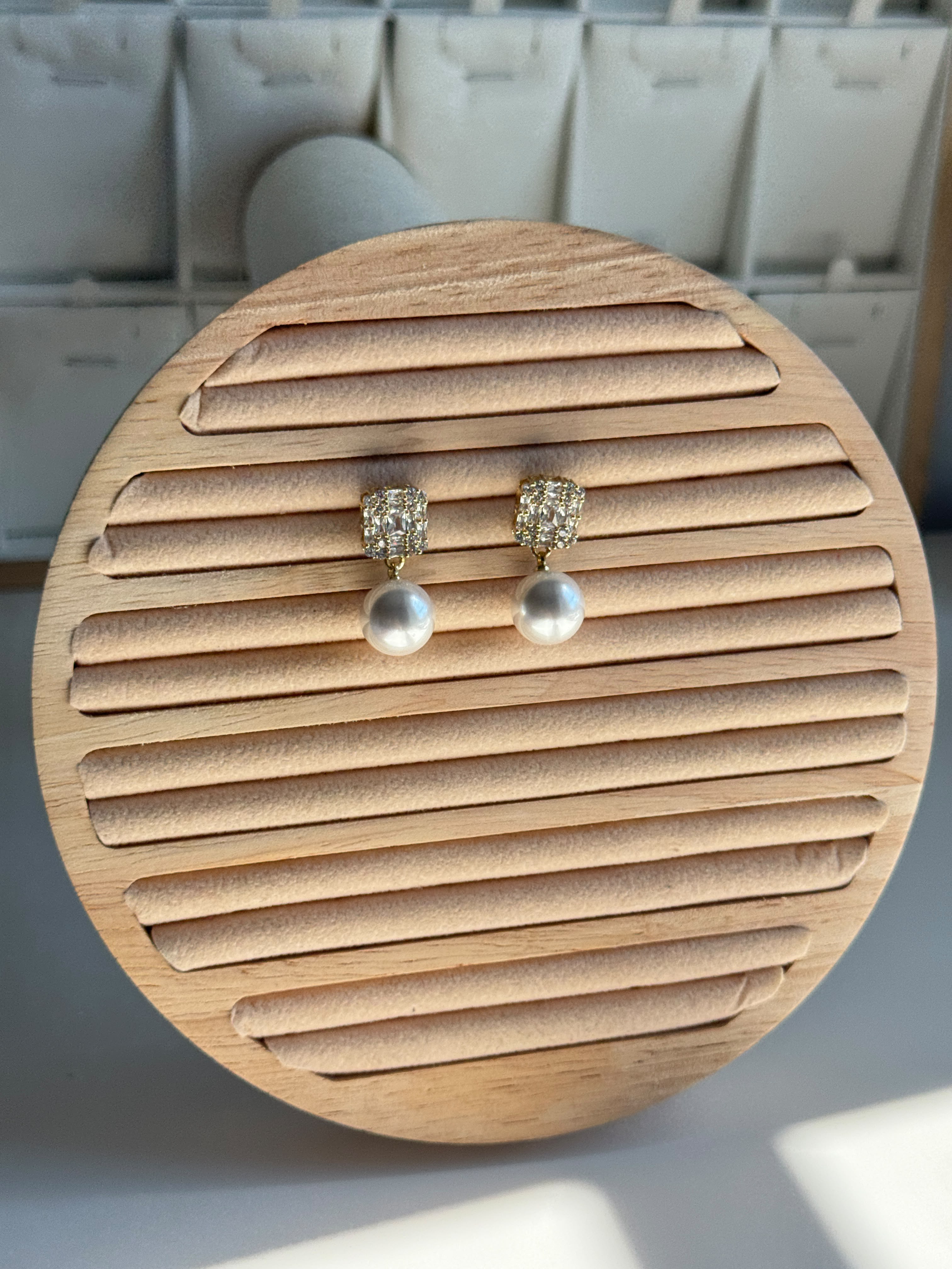 Crystal studded Pearl Drop Earrings