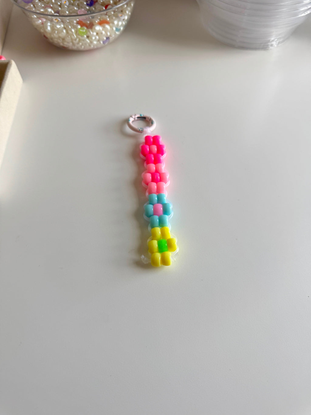 Pony Bead Flower Keychain