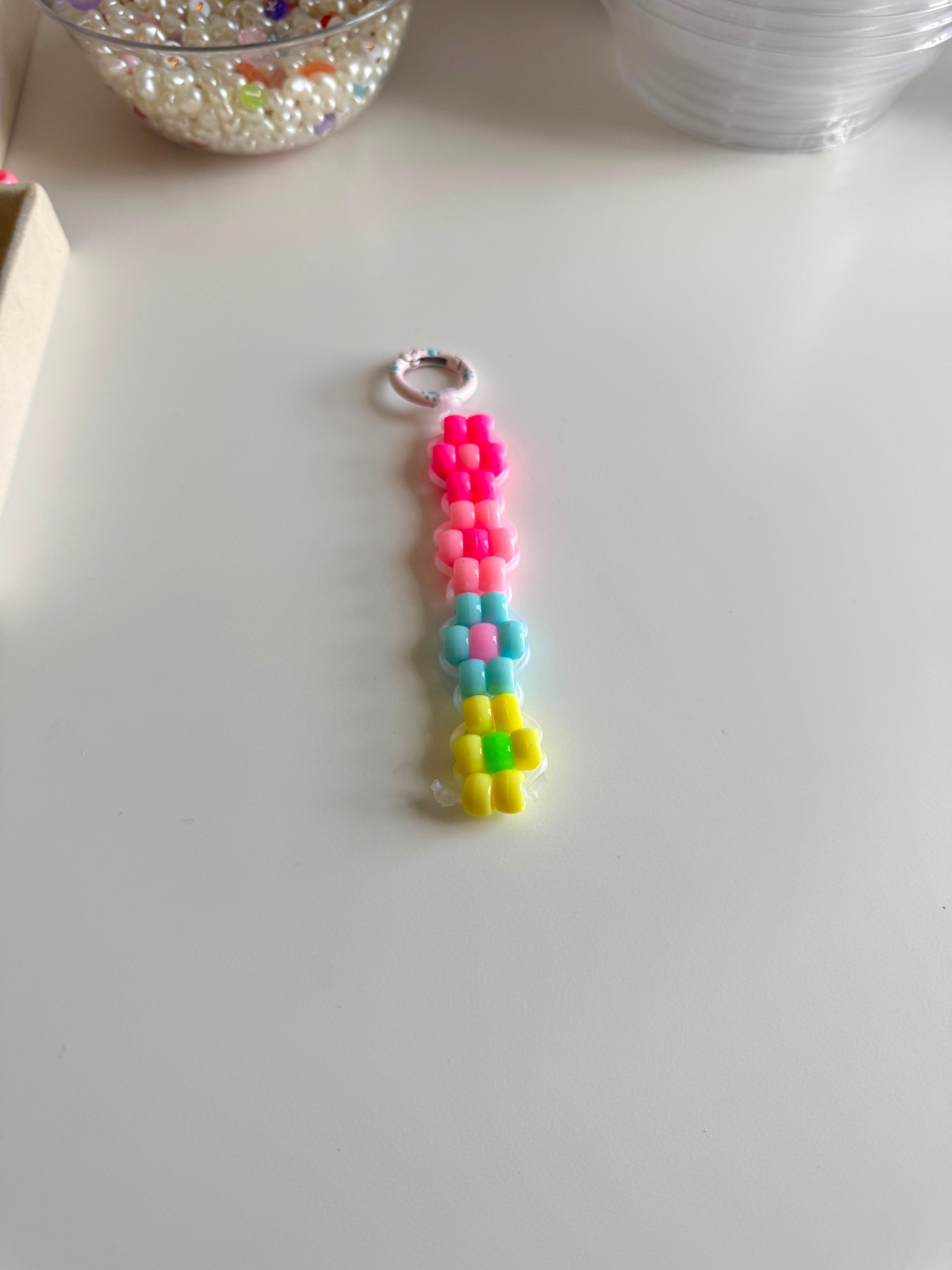 Pony Bead Flower Keychain