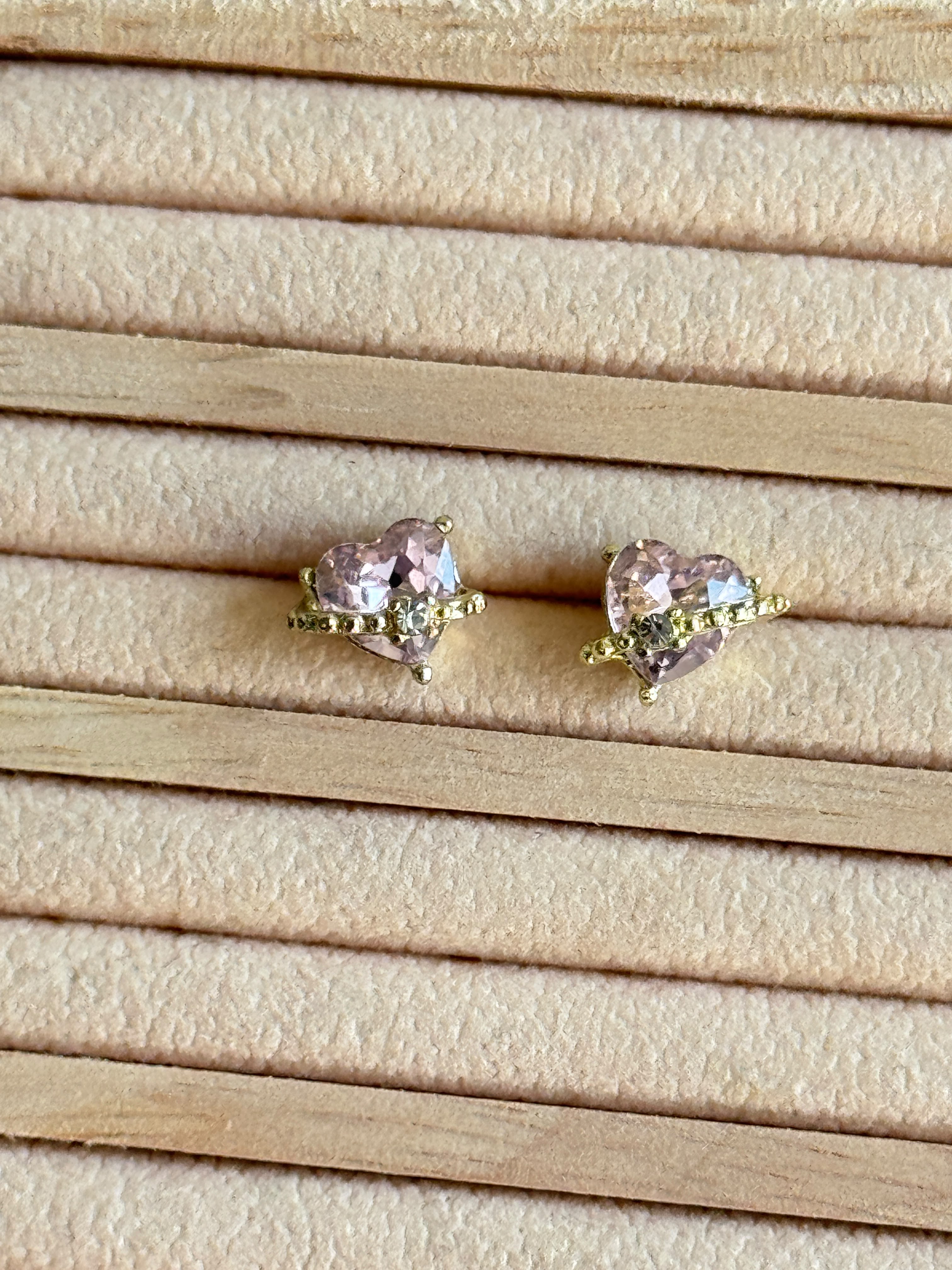 Pink Heart zircon Earrings