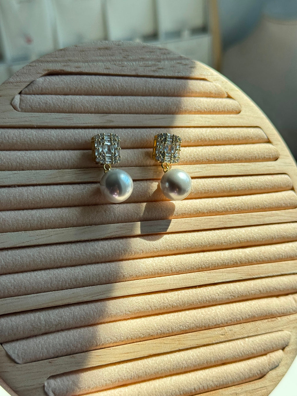 Crystal studded Pearl Drop Earrings